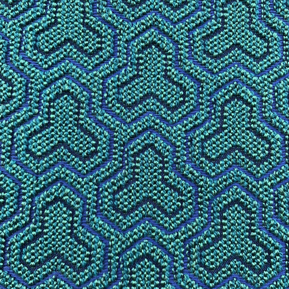 DESIGNTEX GEOMETRIC UPHOLSTERY FABRIC 3379-901 TESSELLATE TROPIC BLUE 6.75 YDS