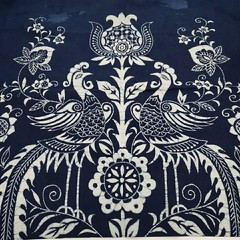 Peacock Floral Batik Fabric Chinese Indigo Cotton Y2K from Shanghai Museum 57×35