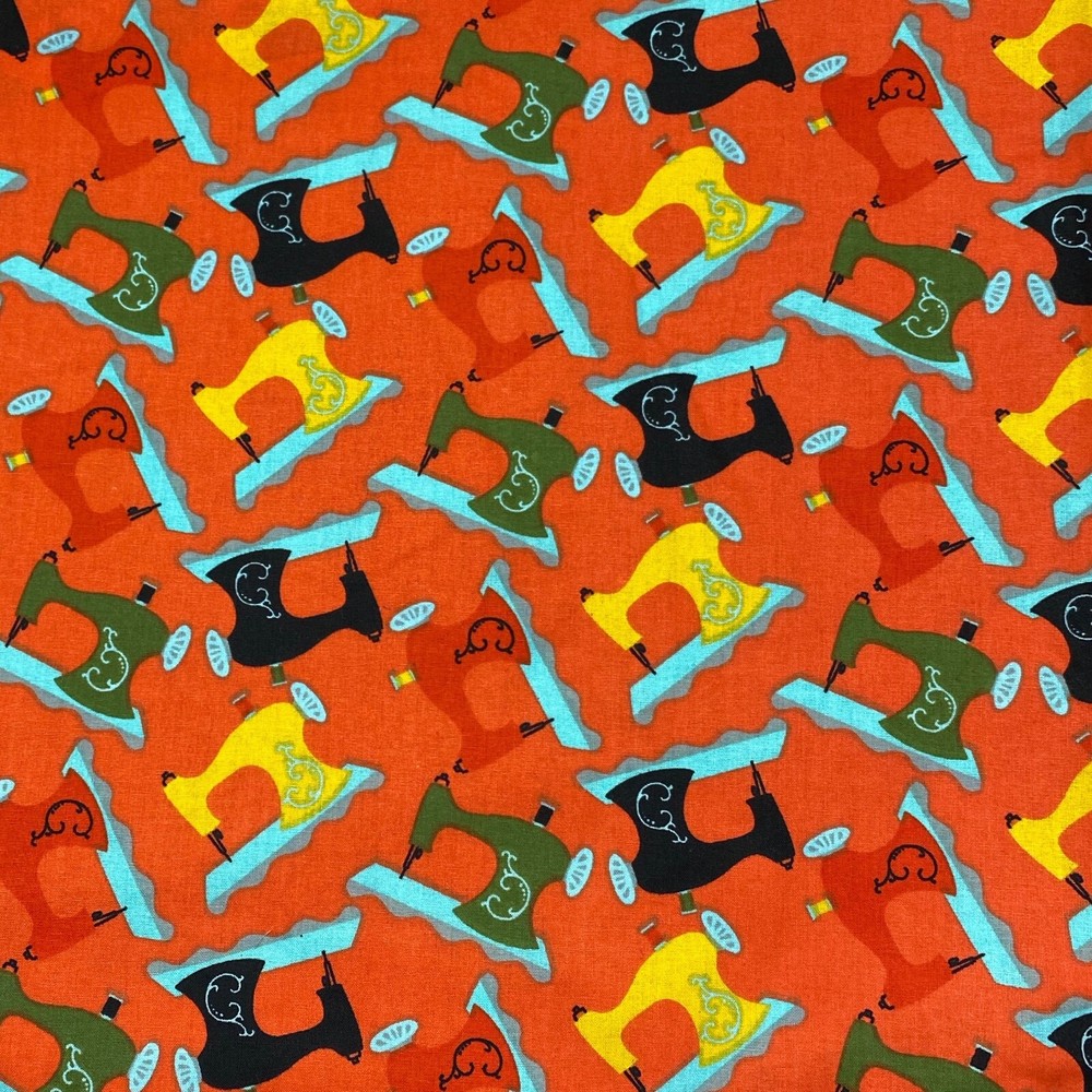 Vintage Antique Sewing Machine Sewing Notions Quilt Fabric 1/2 Yard