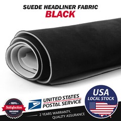 Black Suede Headliner Fabric Polyester Backing for Car Roof Panel Lining 98″x60″