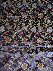 Luxurious Black Metallic Gold Chinese Brocade Asian Satin Floral 46″ by 3.75 Yds