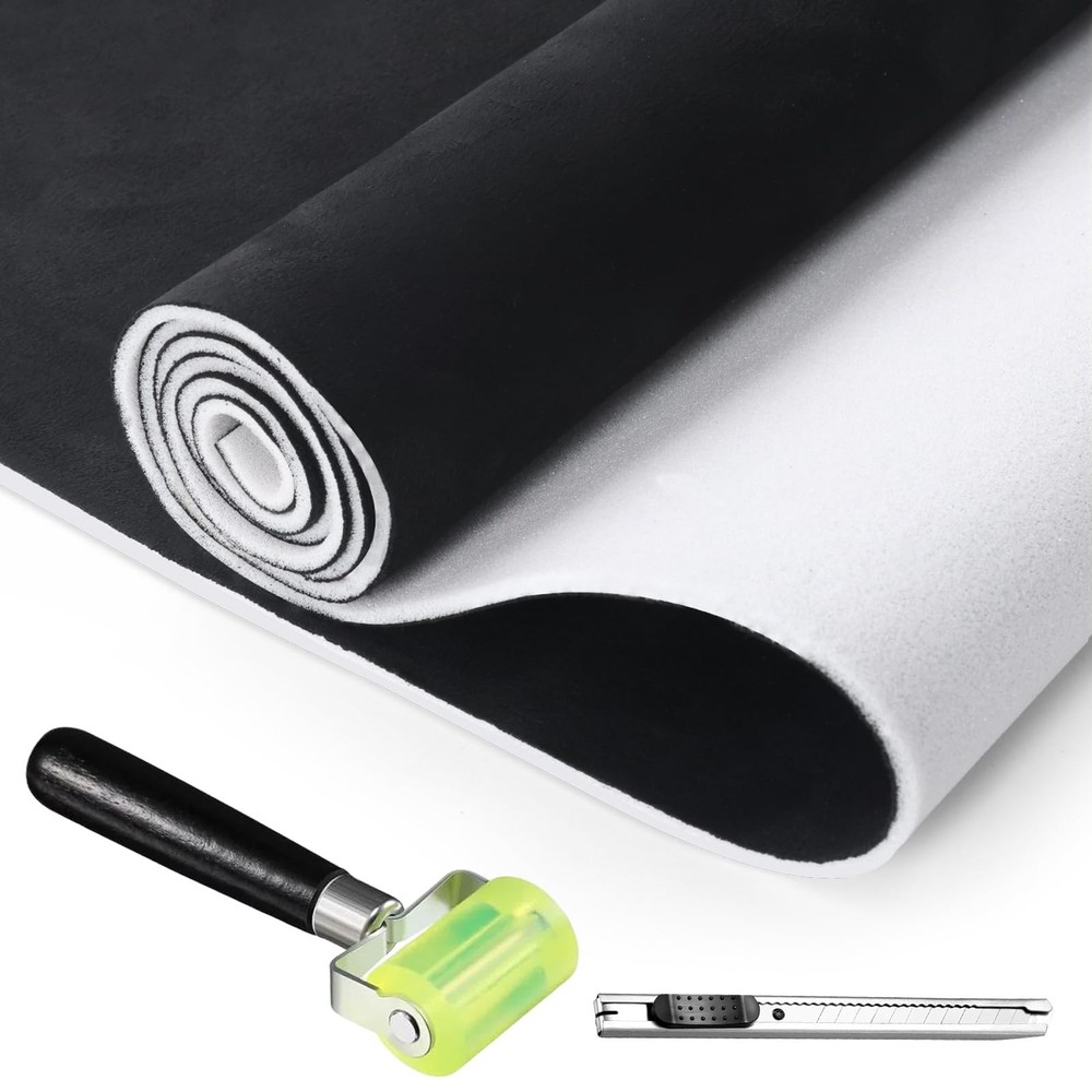 Black Suede Headliner Fabric 120″L×60″W Foam Backing Car Roof Liner Trim |