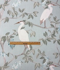 COVINGTON HERON MINERAL BLUE BIRD FLORAL MULTIPURPOSE LINEN FABRIC BY YARD 55″W