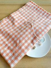 3 yds (20” width) orange plaid soft 100% cotton fabric 260235 DIY bedding A04