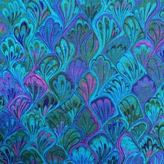VIP Cranston Turquoise Blue Marble Peacock Cotton Fabric Quilter Print 2.75 yd
