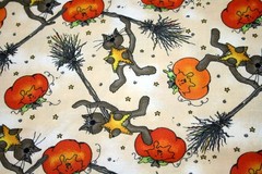 HALLOWEEN CATS AND BROOMS-QUICK AS A WINK FROM MMFAB- 100% COTTON FABRIC
