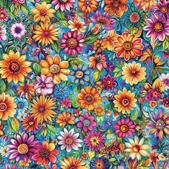 Groovy Garden Fabric 45″ Wide 100% Premium Cotton Digital Print Color #1