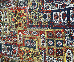 VTG HAVEN Fabrics MANES Paisley Floral Tiles Cheater Quilt Red Yellow Blue BTHY
