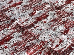Halloween Spider Web Blood Splatter Fabric 20×56 White Red Satin Look