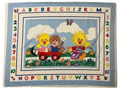 Vtg Little Suzy’s Zoo Crib Fabric Panel Letter And Numbers 36 x 46 Witzy Friends