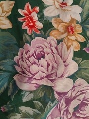 Cotton Blend Fabric Dark Green With Floral Pattern 5 1/2 Yards 40″ Wide Crantex