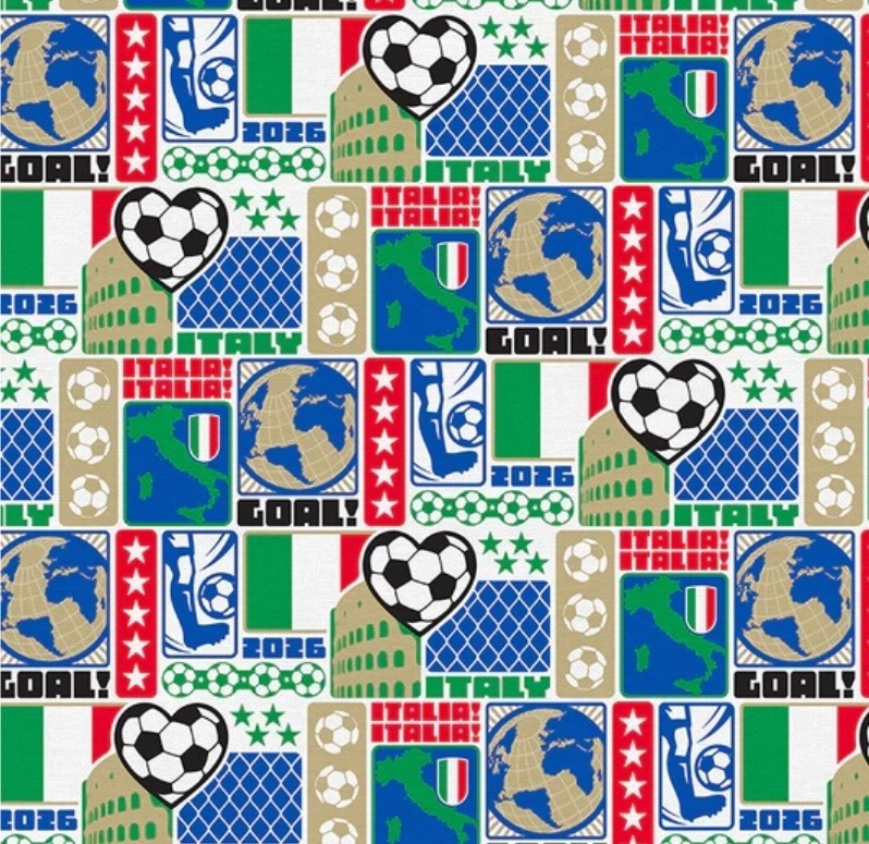 United We Play•Italy International Soccer Fabric!100%Cotton•1 yd•BTY•Fast Ship