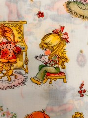 Darling 70s Girls With Cats Manes Holly Hobbie Inspired 45” Wide 7 Yards Fabric
