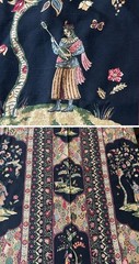 Turczyn Bloomcraft Jacobean Cotton Fabric Black Chinoiserie Pastoral 54×98”