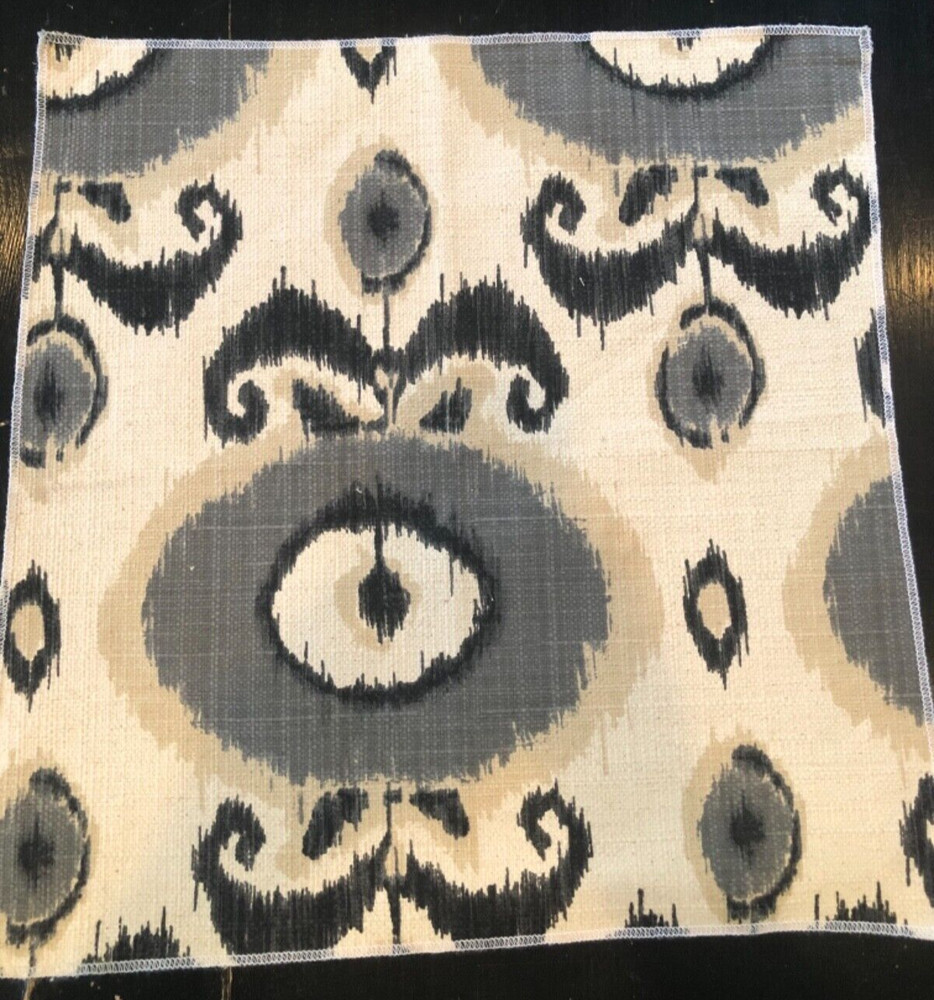 SAMARCAND Abaco in Charcoal 17 3/4 x 18 3/8″ Ikat Fabric Sample