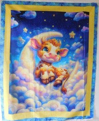 Moo On the Moon Fabric Panel 100% cotton by Marshall Dry Goods