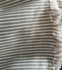 Taupe and White Narrow Stripe Cotton Shirting