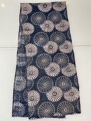 Vintage Japanese Handwoven Katazome Boro Indigo Fabric Chrysanthemum Faded 62″