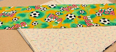 Soccer Balls* USA*on Green & Yellow * Stutz-Horowitz Co.* 100% Cotton* 8″ x 29″