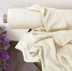 Ivory Linen Fabric By The Yard Soft Off-White Material Sewing Clothing Curtains