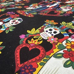 Alexander Henry Tree of Life Day of the Dead Black Cotton Fabric BTY #68