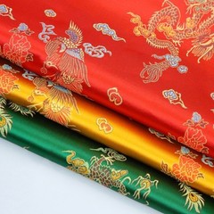 Chinese Satin Silk Dragon Phoenix Fabric Cloth Cheongsam Costume Upholstery DIY