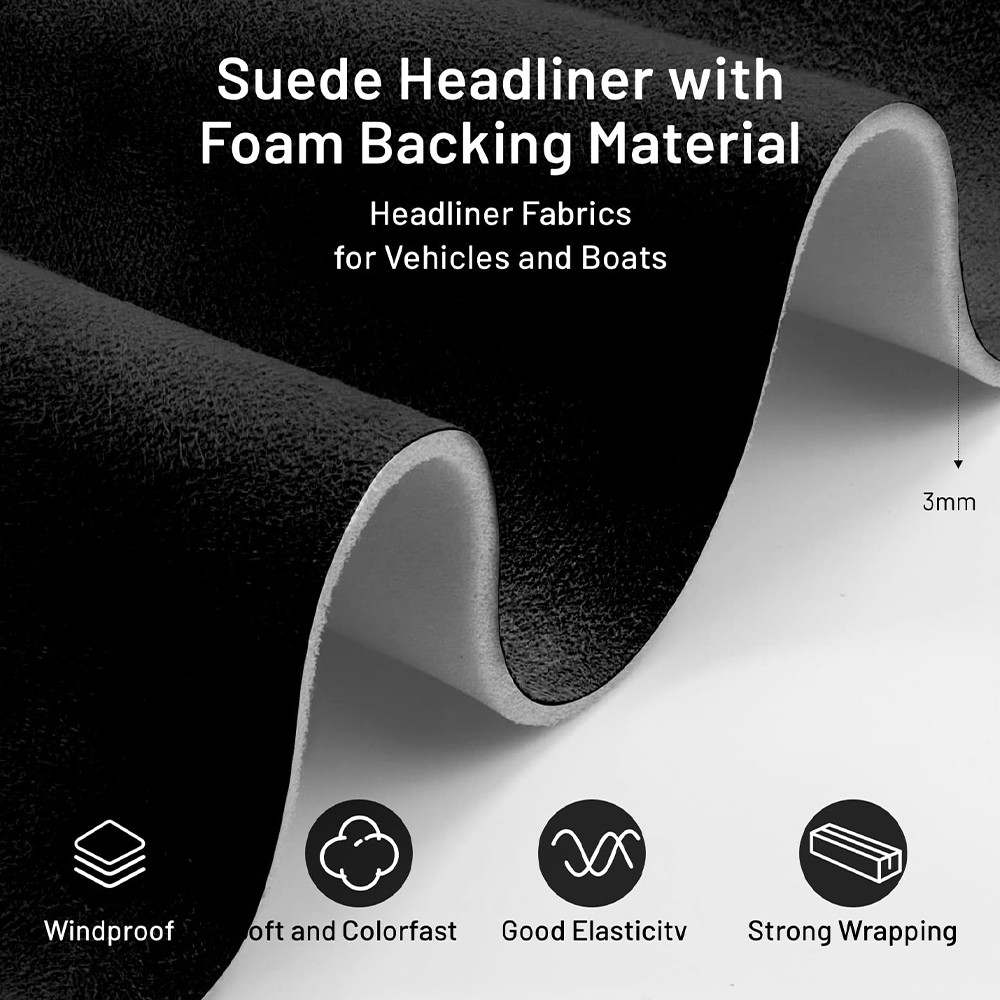 96″x60″ Headliner Fabric Foam Backed Auto Roof Liner Repair Upholstery Suede USA