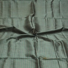 Vintage Gray 100% Pure Silk Handloom Checks Sari Remnant 5YD Craft Fabric Scrap