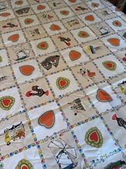 NEW VINTAGE PORTUGAL THEMED FABRIC FOR SEWING~Hearts Pigs Saulsa Dancers~2 Yds