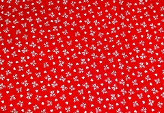 14”x 22” REMNANT VTG WAMSUTTA LOWENSTEIN TINY WHITE HEARTS, BOWS Red Fabric