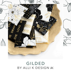 Moda GILDED 11530 12 Black Ink White Floral ALLI K DESIGNS Quilt Fabric
