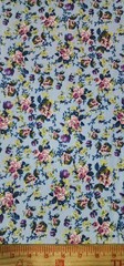 Sky Blue floral Printed spandex stretchable Fabric wrinkle Free 60” W Sold BTY