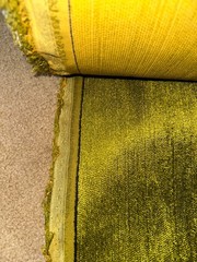 VTG FLOCKED SLUB Velvet Upholstery FABRIC Green 54″W~DOLLHOUSE~FURNITURE *AS IS