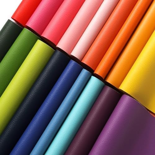 18 Pieces Faux Leather Sheets 8×12 inches Rainbow | Soft Leather Fabric Colourfu