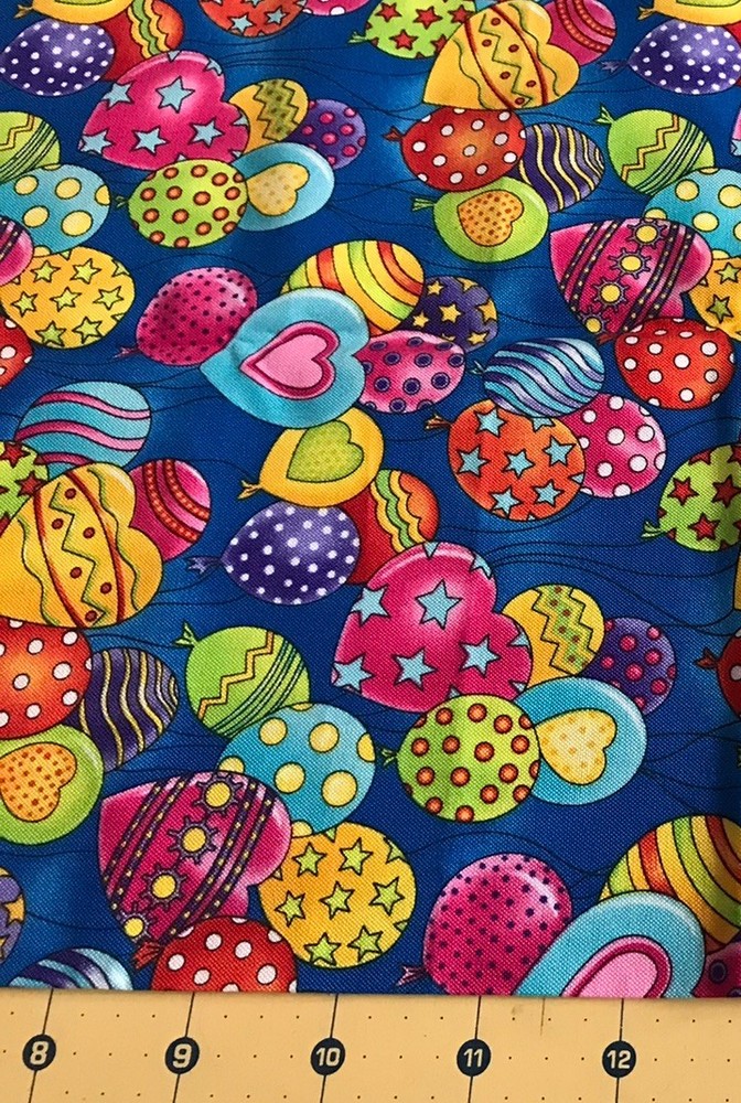 Balloons on Blue 19” X 42” 100% cotton fabric #2396