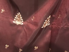 Burgundy Black Gold Iridescent Border Embroidery Sequins Fabric 50” Width 1 Yard