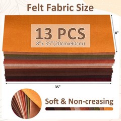Soft Felt Fabric Sheets 13 Rolls Assorted Dark Brown Craft Sewing Pack