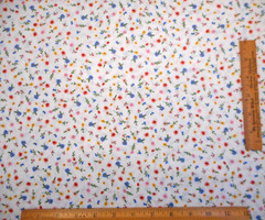 Quilt Fabric By The Half-Yard Sm Yellow Blue Pink Floral Calico on White Cotton