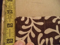 Decorator Fabric sewn into Drapery panels Brown and off white normal weight