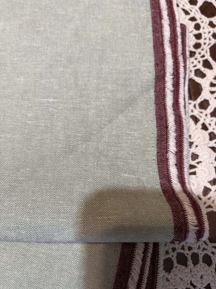 Vintage Oxford Cloth Fabric Green/White 44/45″W x 18″ Sold by the half yard
