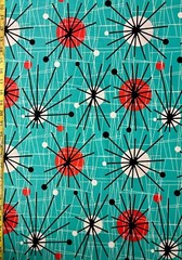 Atomic Turquoise Michael Miller Fabric mid century modern teal green sputnik