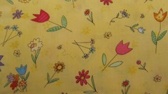 Spring Into Spring Cotton Fabric Pat Yuille for MMFab Yellow Fun Flowers 33 x 54