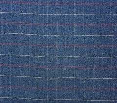 BALLARD DESIGN DUTTON PLAID NAVY HERRINGBONE WOOL WOVEN FABRIC 1.7 YARDS 55″W