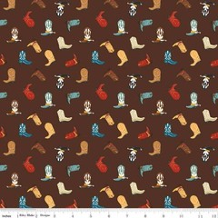 Cowboys Boots Brown – Riley Blake Designs – Western Cotton Fabric by the yard –