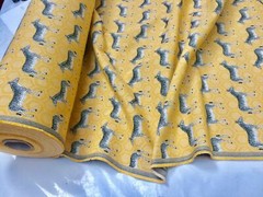 MUSTARD ZEBRA Jacquard Cotton Fabric Upholstery Material animal cloth 55” wide