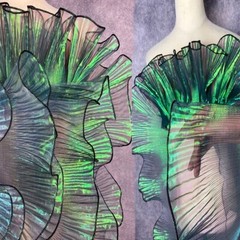 Lace Mermaid Organza Ruffled Transparent Iridescent For Dress Patchworks Sewing
