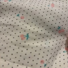 23” Cotton Twill Fabric White Cherry Polka Dot Print Medium Remnant 56”wide