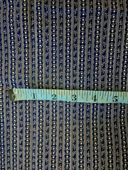 VTG Civil War Repro. Indigo Blue w/ White Floral Wallpaper Stripe BTFQ