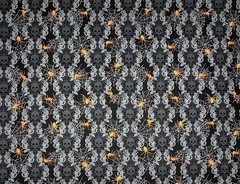 Skulls and spiders fabric, Halloween cotton, web gothic black grey horror