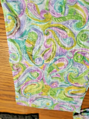 FABRIC REMNANT MULTICOLOR ABSTRACT SEMISHEER ACETATE 3-1/4 YDS X 30″